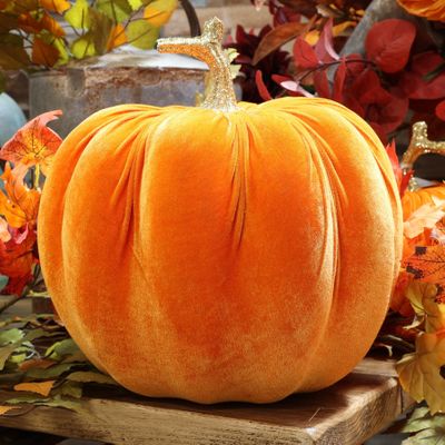Pumpkin Orange  Velvet-Gold Glitter Stem 32x32x20cm