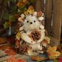 Hedgehog Autum Leaves and Cones 17x16x22cm