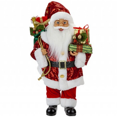 Luxury Standing Red Sequin Santa (40cm)