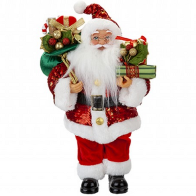 Luxury Standing Red Sequin Santa (30cm)