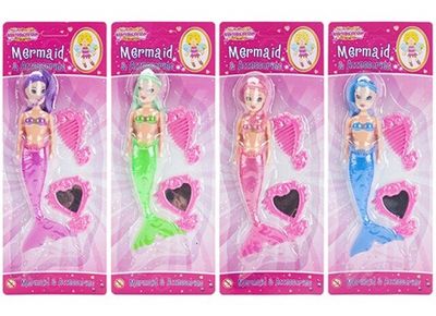8" Mermaid Doll W/Access On Printed Blister Card