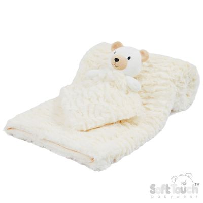 Cream Bear Comforter and Wrap Set