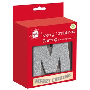 Silver Glitter Merry Christmas Bunting 