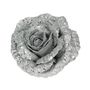 18cm Glittered Rose w/Clip -  SILVER