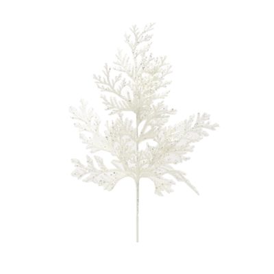 53cm Glitter Cedar Spray - WHITE