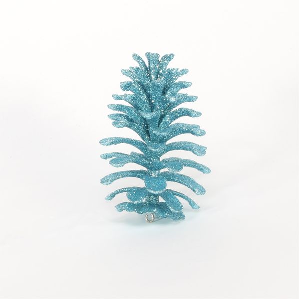 12cm Hanging Pine Cone - AQUA