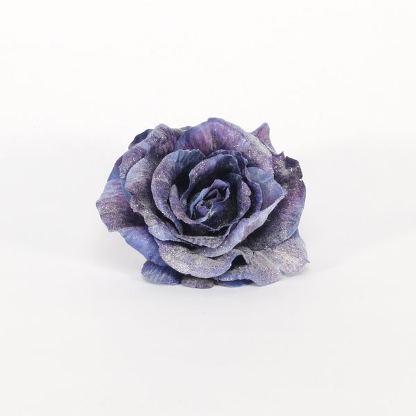 13cm Glitter Rose w/Clip - PURPLE