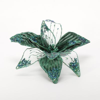 Blue velvet/organza flower with clip