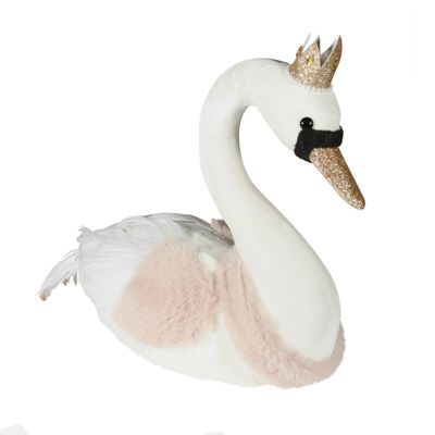 White velvet/pink fur swan