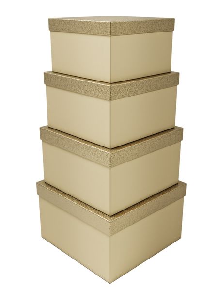 Square Box with Glitter Lid Set of 4 - Gold