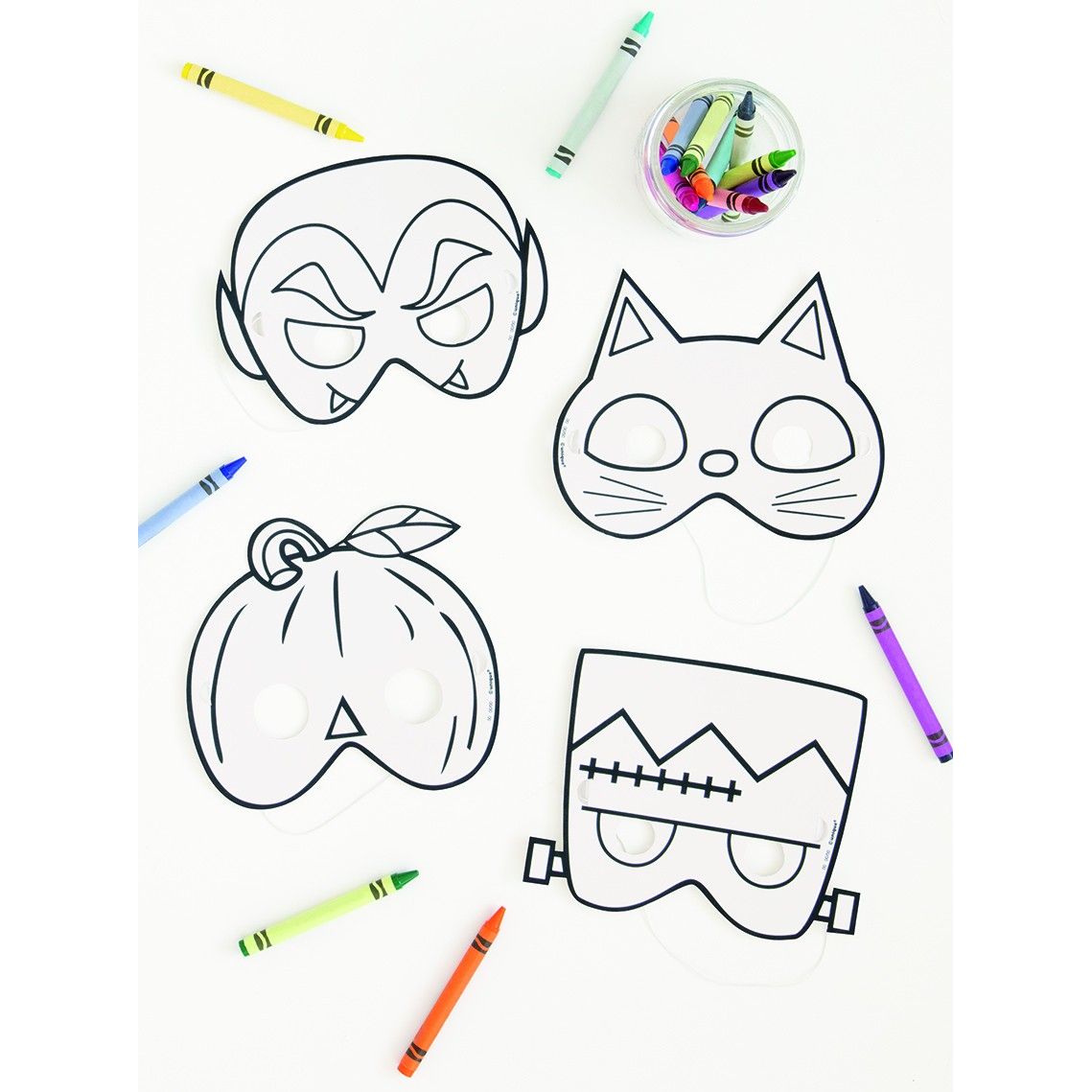 Colour in Halloween Themed Masks