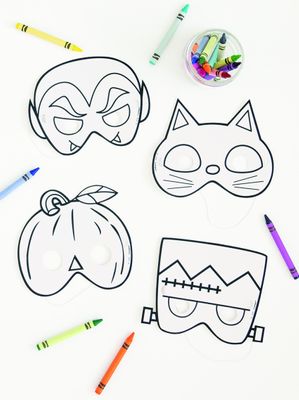 Colour in Halloween Themed Masks