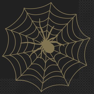 Black and Gold Spider Web Napkins