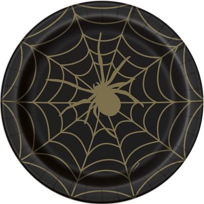 Black and Gold Spider Web Plates (9 Inch)