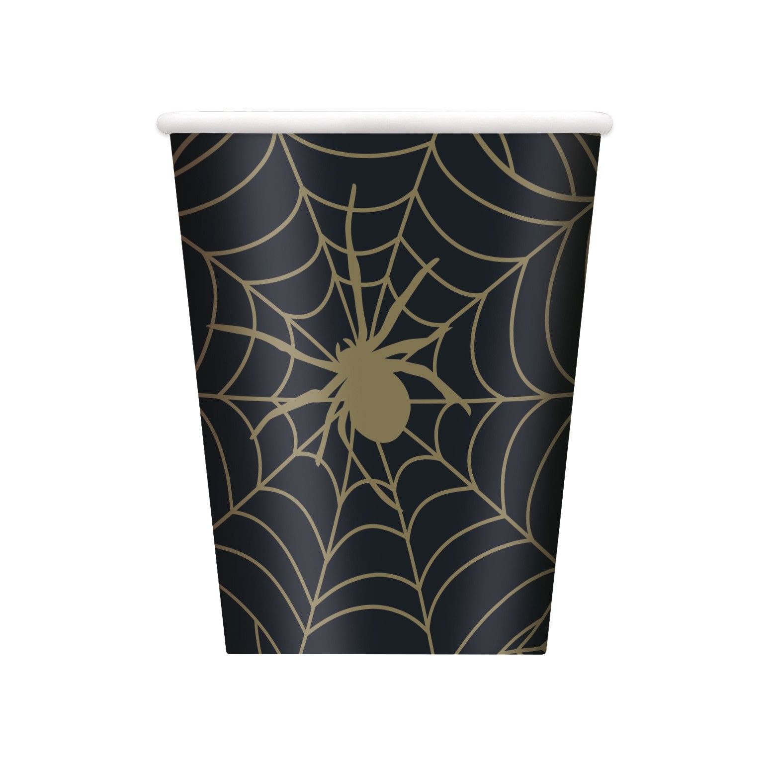 Black and Gold Spider Web Cups (9oz)