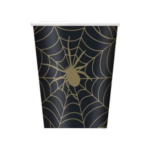 Black and Gold Spider Web Cups (9oz)