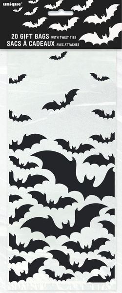 Pack of 20 Black Bats Halloween Cello Bags