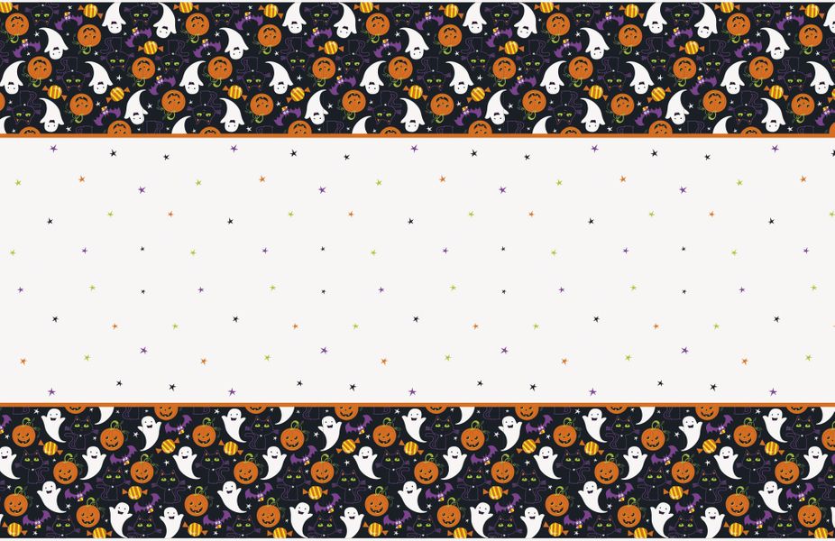 Cat and Pumpkin Plastic Tablecover (54 x 84 Inch)