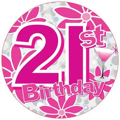 Age 21 Female Party Badge (15cm) (6)