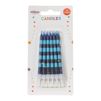 Straight Stripes Candles Blues (x12) - Pack of 6