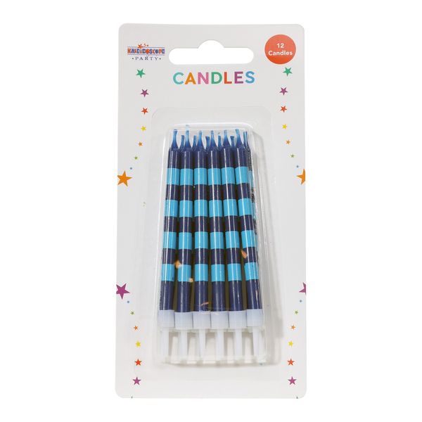 Straight Stripes Candles Blues (x12) - Pack of 6