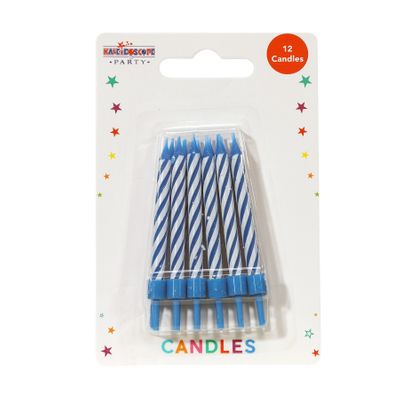 Blue Stripe Party candle 12pcs Pack of 6 (48)