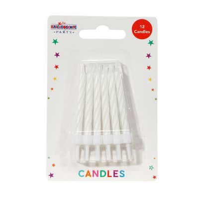 White Stripe Party candle 12pcs Pack of 6 (48)