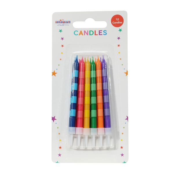 Straight Stripes Candles Multi (x12) - Pack of 6 (48)