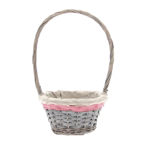 Round Grey Wash Basket with Handle