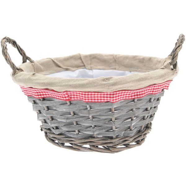 20cm Round Grey Wash with Ears Basket