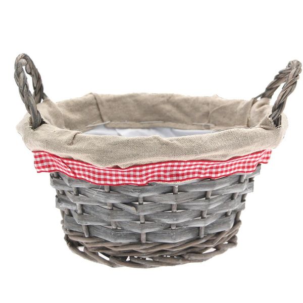 20cm Round Grey Wash with Ears Basket