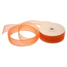 30mm Orange Wired Chiffon Ribbon