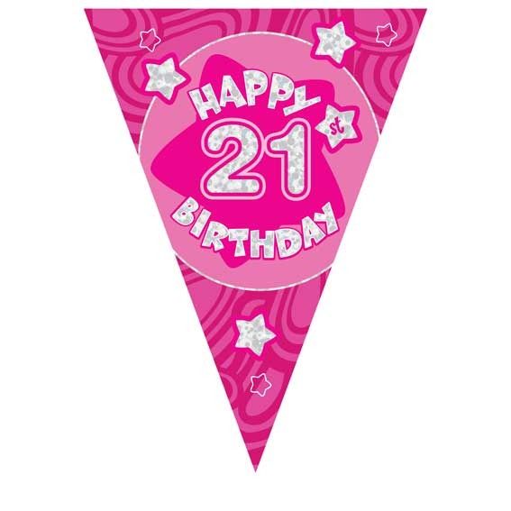 Pink Holographic 21st Banner