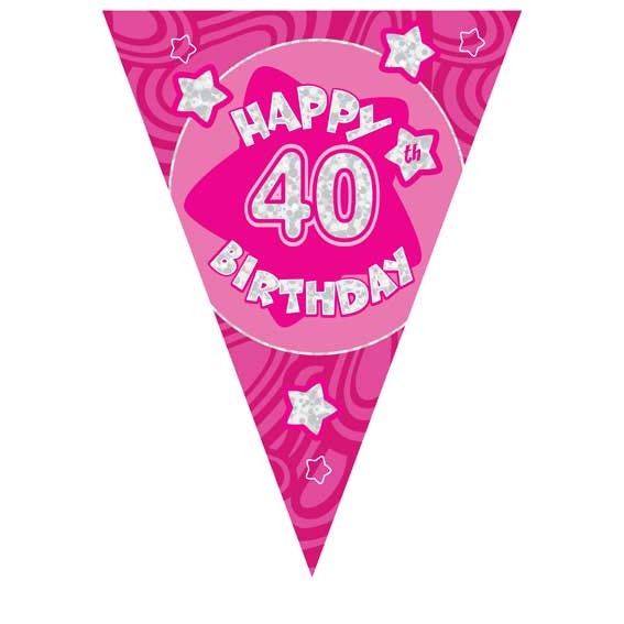Pink Holographic 40th Banner