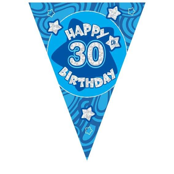Blue Holographic 30th Birthday Banner