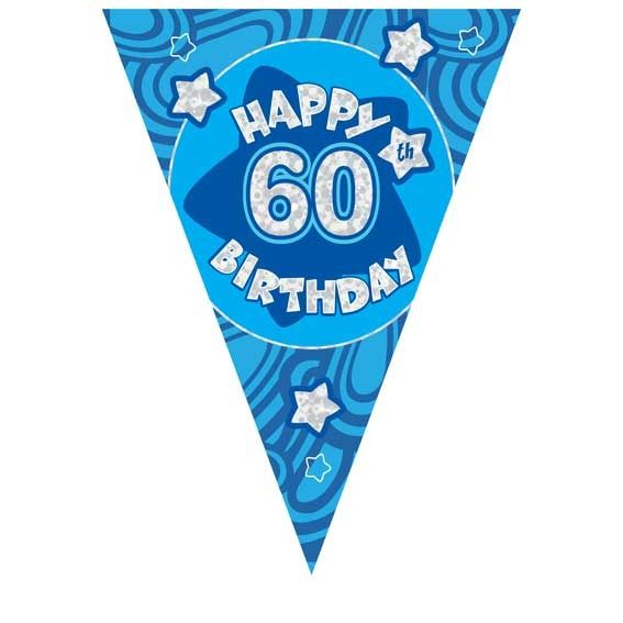 Blue Holographic 60th Birthday Banner