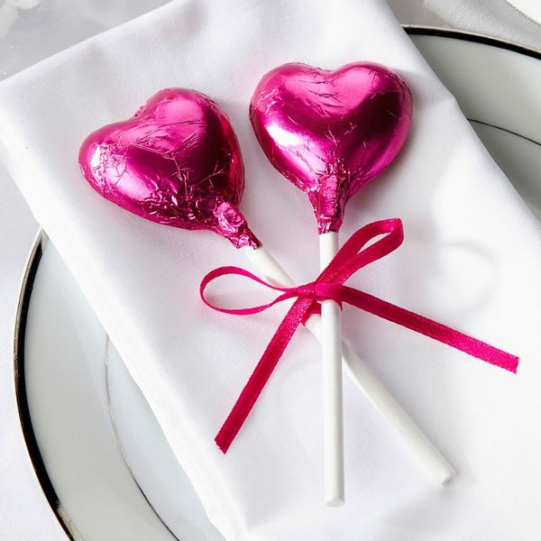 Hot Pink Heart Lollipops