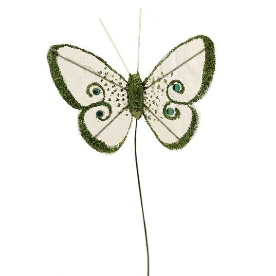 7cm Lime Green Gauze Butterfly