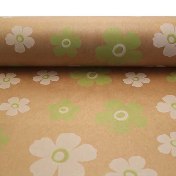Green & White Fleur Kraft Paper