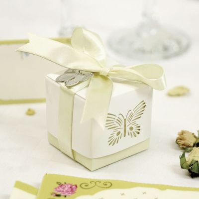 Ivory Butterfly Favour Box