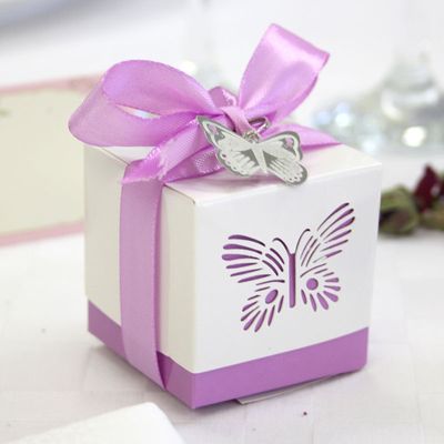 Purple Butterfly Favour Box