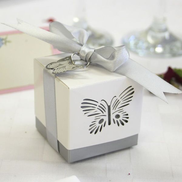 Silver Butterfly Favour Box