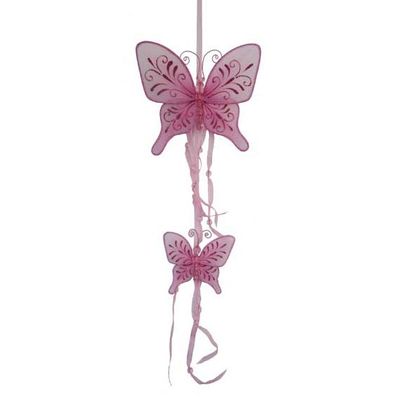 Hot Pink Feather Butterfly Hanger