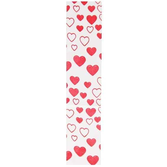 White and Red Hearts Ribbon