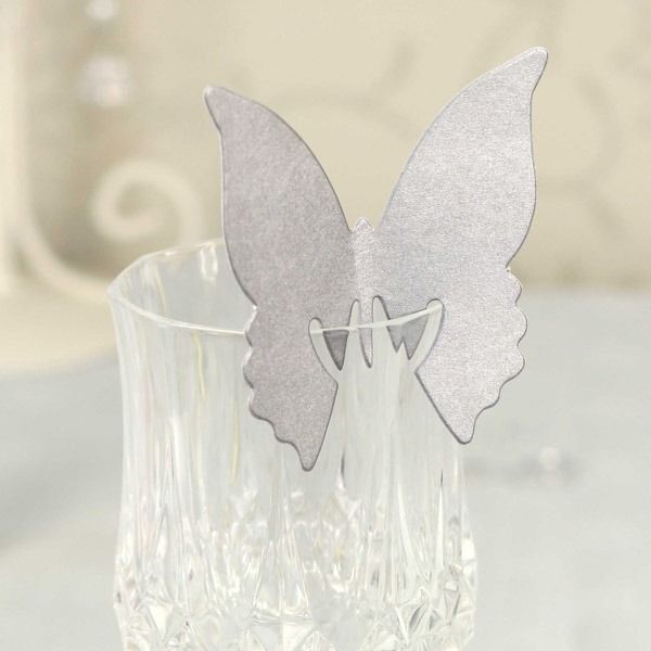 Silver Butterfly Place Cards