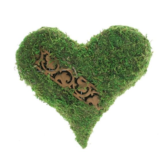 19.5cm Green Moss Heart Planter