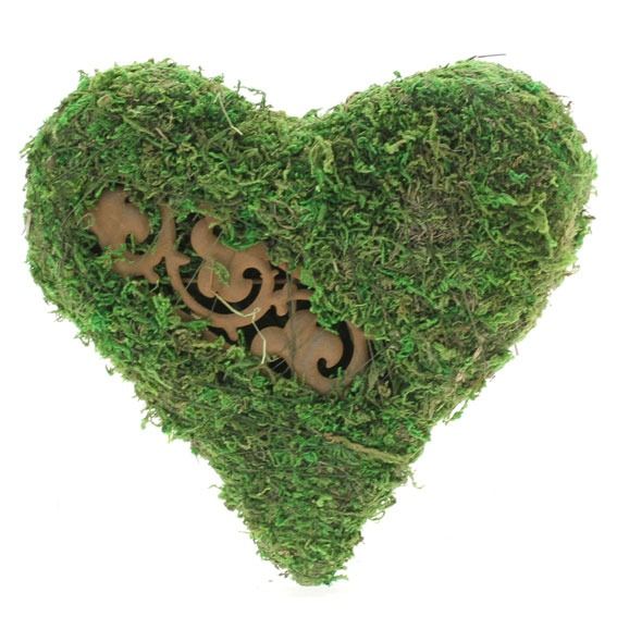 14cm Green Moss Heart Planter
