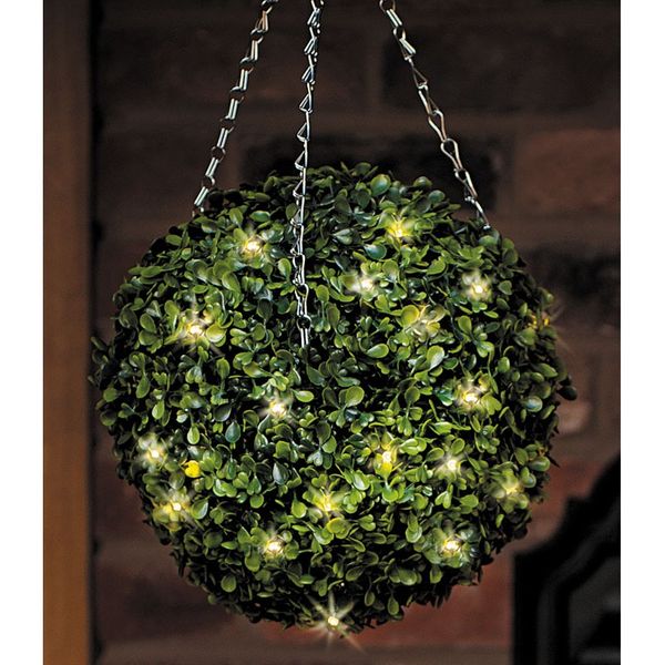 Gardman 30CM Gardeline  ARTIFICIAL TOPIARY BALL HOLLY EFFECT  Chain And LED LIGHTS 
