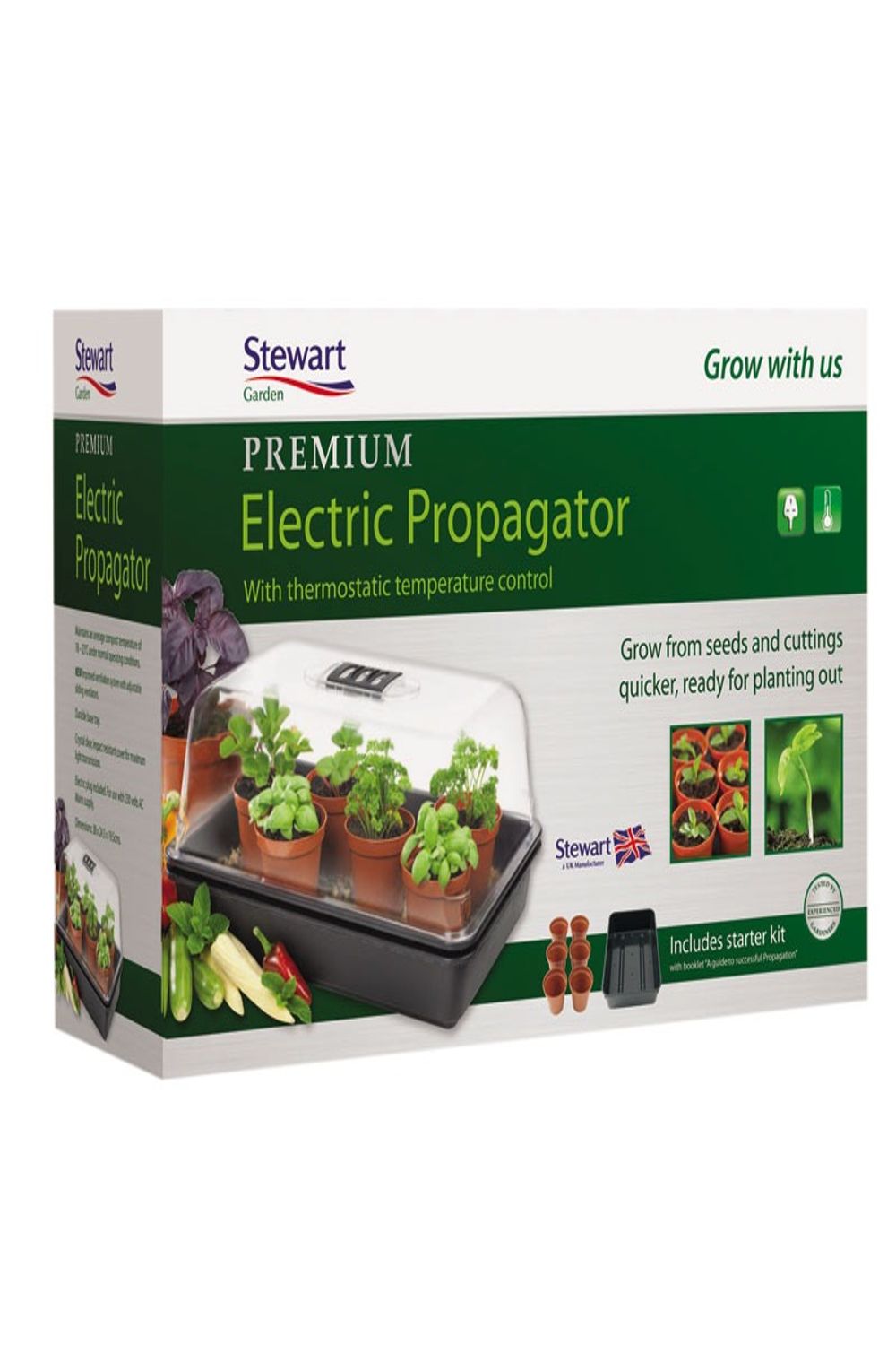 Stewart Plastic Garden Outdoor 38cm Thermostatic Control Heat and Grow Electric Propagators 2493005