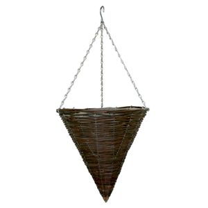 Round Cone Black Rattan Hanging Basket